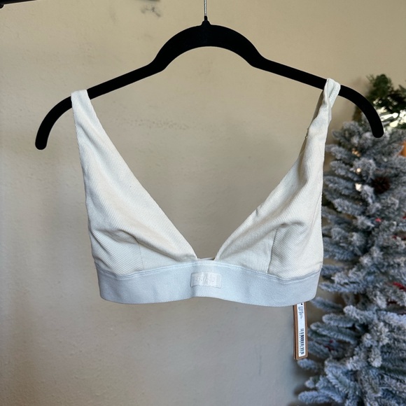 SKIMS Cotton Rib Plunge Bralette in Bone Size S - Picture 4 of 8